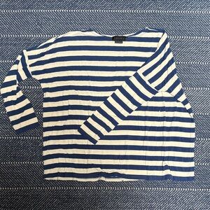 Hatch Maternity Blue and Cream Striped Long Sleeve Shirt
